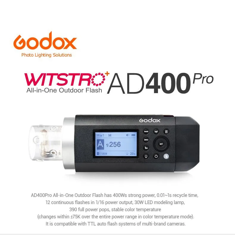 Внешняя вспышка Godox AD400 Pro WITSTRO All-in-One AD600Pro Li-on battery ttl HSS со встроенной беспроводной системой 2,4G X(AD400PRO