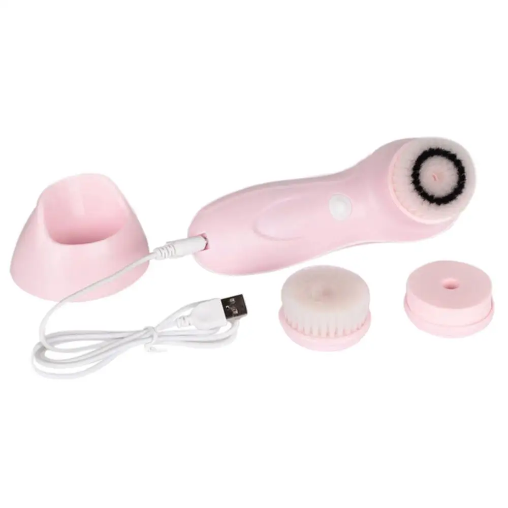 Электрический лицо щетка Водонепроницаемый чистка лица инструменты бытовые USB Перезаряжаемые для мытья лица щетка для чистки машины розовый синий - Цвет: Pink