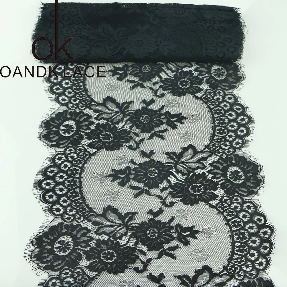

3 meter/ lot Eyelash Lace Fabric 33 cm DIY Decorative High Quality Soft Off Nylon Eyelash Lace Trim Wedding Dress Fabric