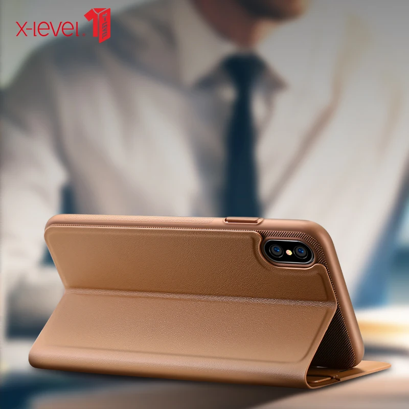 X level кожа чехол для iPhone XS XR Оригинальный флип удобный сенсорный бизнес задней