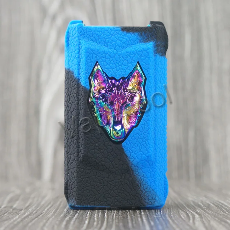 Чехол с текстурой кожи для Snowwolf Mfeng Kit-силиконовый чехол с гелевым покрытием, подходит для Vape Sigelei Snowwolf MFENG 200W Box Mod - Цвет: Black blue