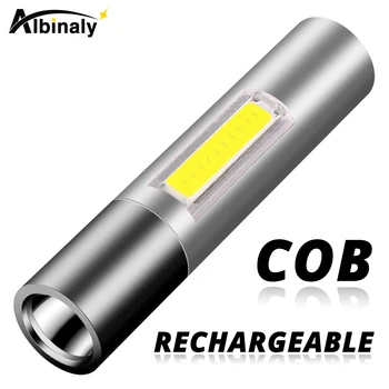 

Portable MINI LED Flashlight With Side COB Light Built-in rechargeable lithium battery 3 lighting modes Used for camping