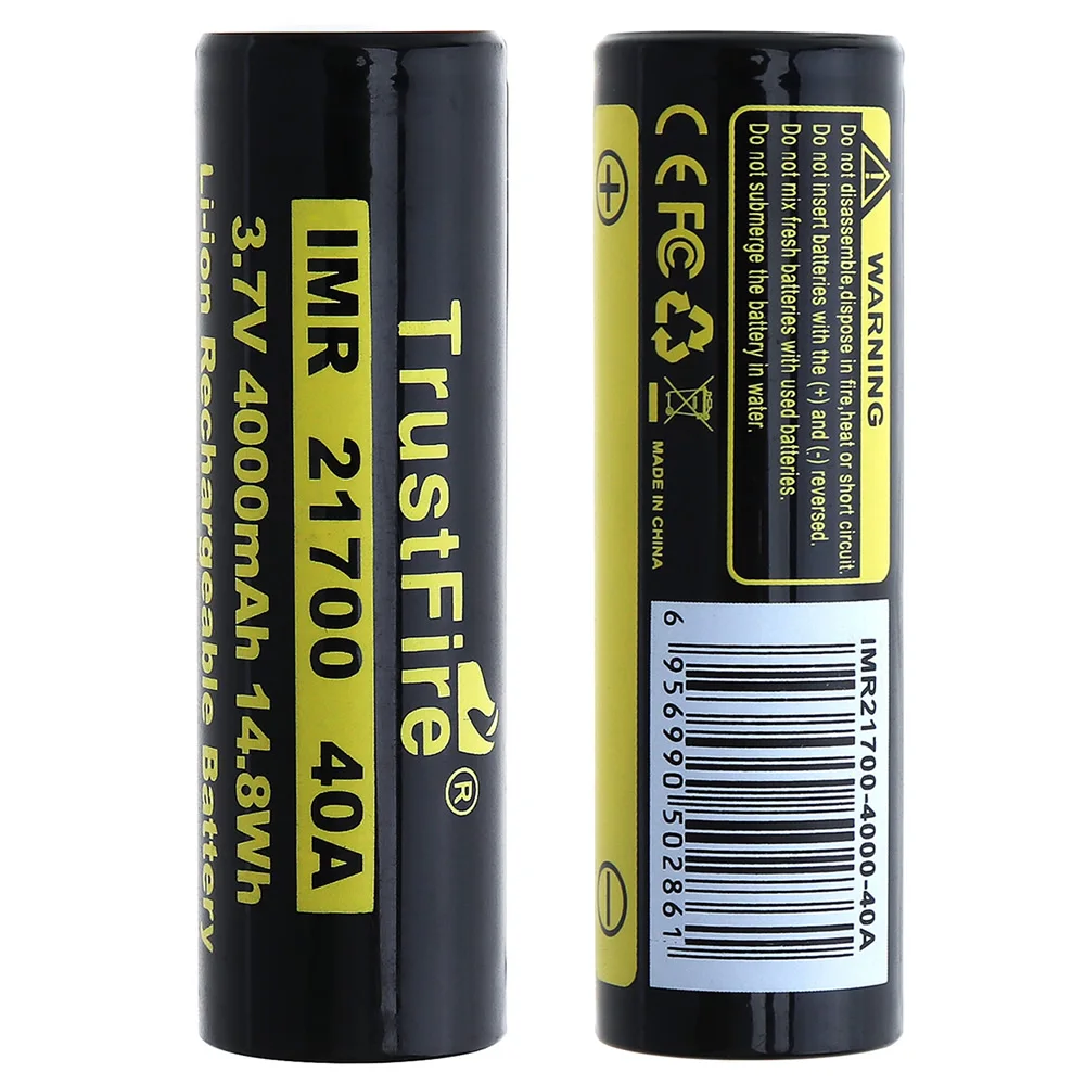 TrustFire IMR 21700 3.7V 40A 4000mAh 14.8W Li-ion Rechargeable Battery with Safety Relief Valve for Headlamp/Bicycle Lamp TrustFire IMR 21700 3.7V 40A 4000mAh 14.8W Li-ion Rechargeable Battery with Safety Relief Valve for Headlamp/Bicycle Lamp