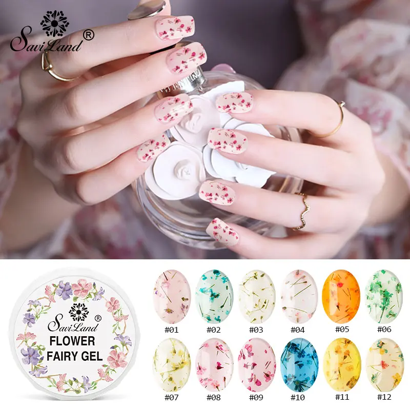 

Saviland 3D DIY Floral Soak Off Uv Gel Varnish Decoration Dried Flowers Nail Art Natural Fairies Series Nail Gel Polish