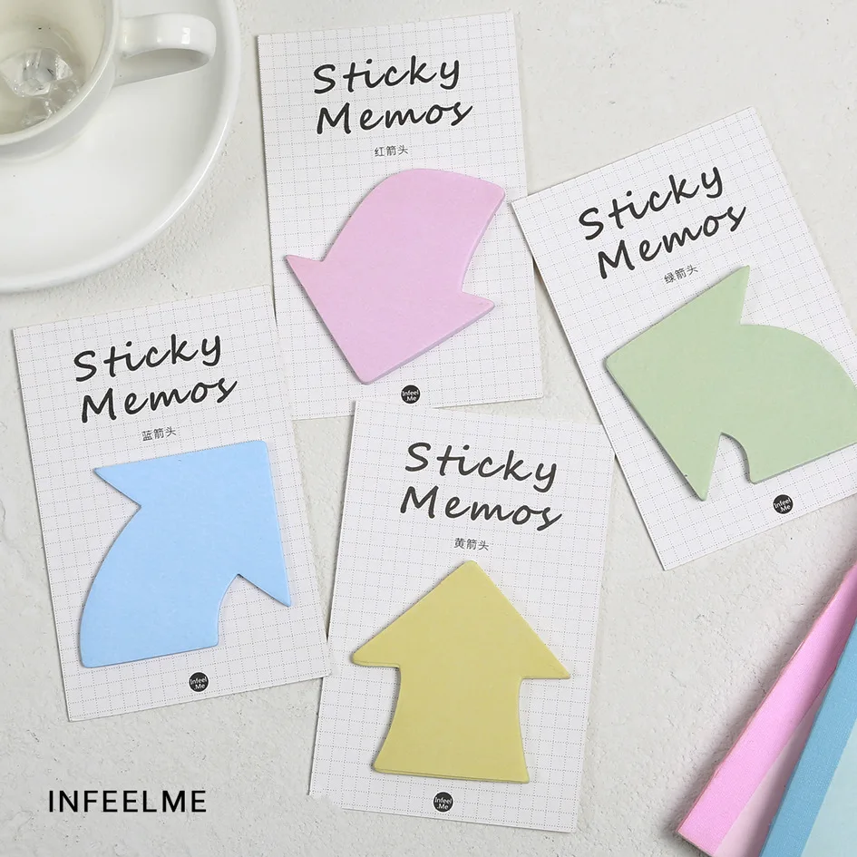 

JUKUAI 4 Pcs/Lot Color Arrow Sticky Memos Smart Arrowhead Post It Memo Note Bookmark Stationery Accessories School Supplies 8021