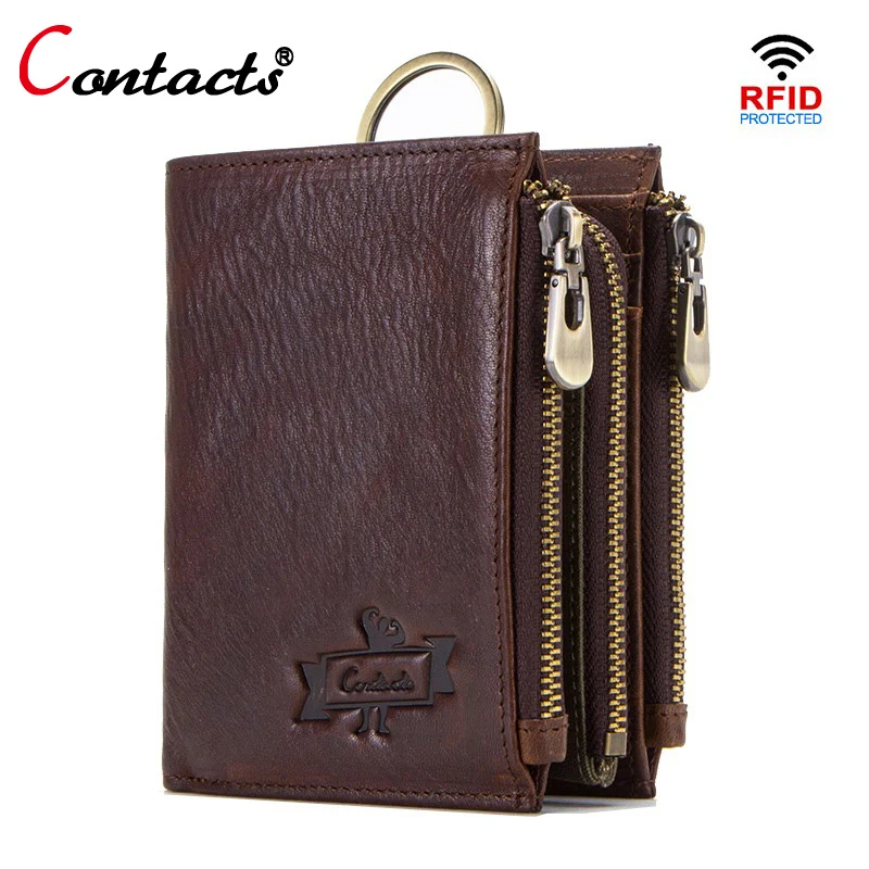 

Contact's small wallet men wallets leather genuine leather wallet rfid coin purse male walet short credit card holder money bag