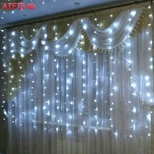 AIFENG Levou Corda Cortina 3 M x 1.5 M 3 M x 2 M 3 M x 3 M Guirlanda 144Led 192Led 300Led Luzes Led String Para O Natal Festa de Casamento Férias