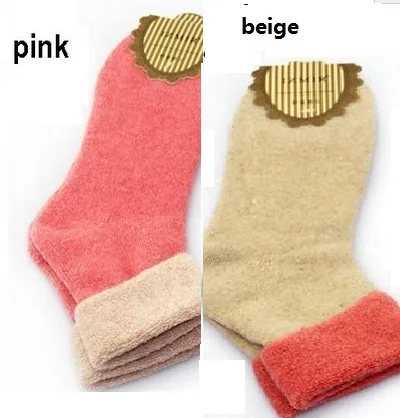 Зимние носки кашемировые женские хлопковые носки теплые плотные зимние носки махровые теплые носки 2 пары - Цвет: red pink