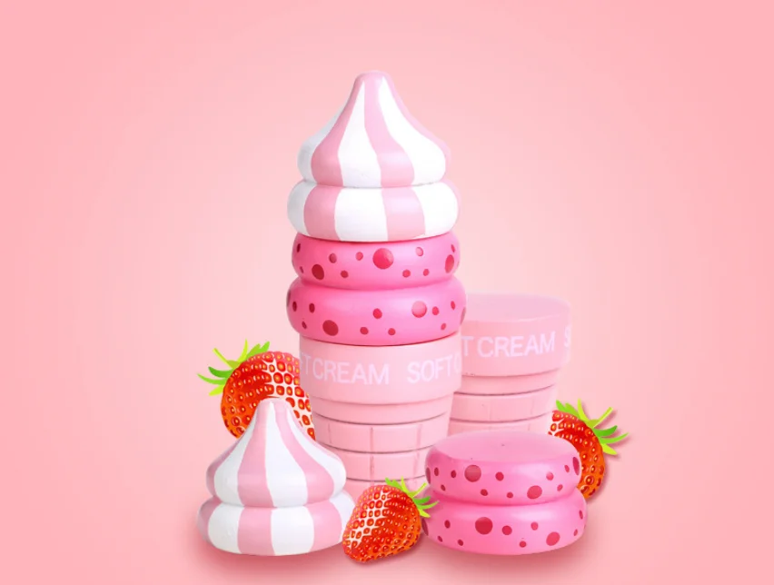 Детские кухонные игрушки мамин сад Магнитная игрушка милый моделирование клубника мороженое еда игрушки Дети игровой дом подарок для девочек - Цвет: Розовый