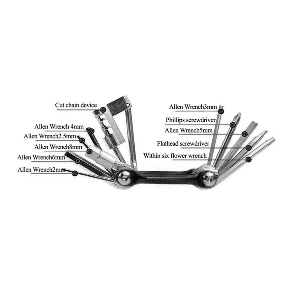 11-в-1 Портативный мотоциклы мульти инструменты для ремонта комплект шестигранный ключ говорил отвертки углеродистая Сталь набор для складывания для велосипеда