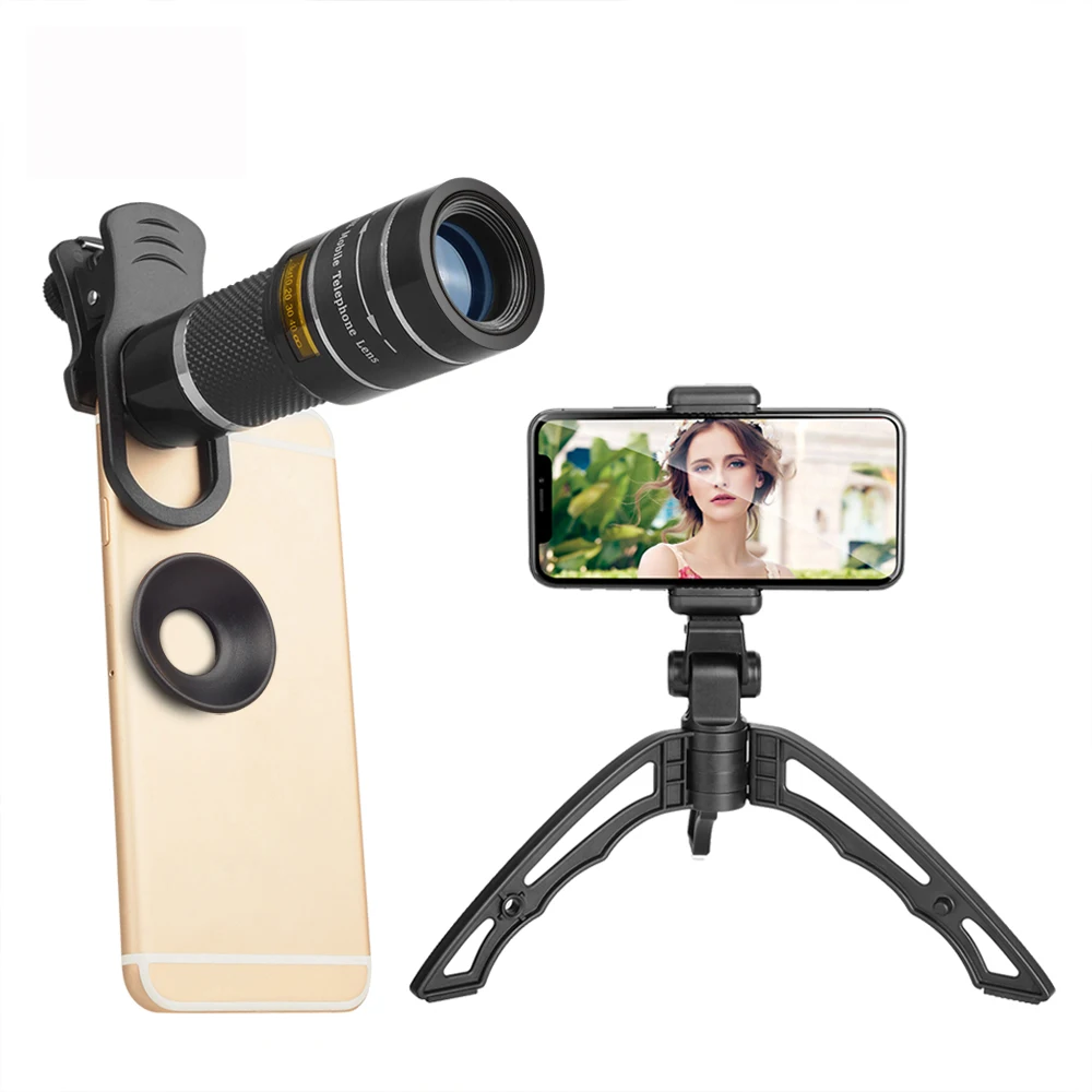 

Phone Camera Lens,20X Telephoto Zoom Lens Portable 20x Monocular Telescope Lens with Selfie Tripod for iPhone Samsung Smartphone