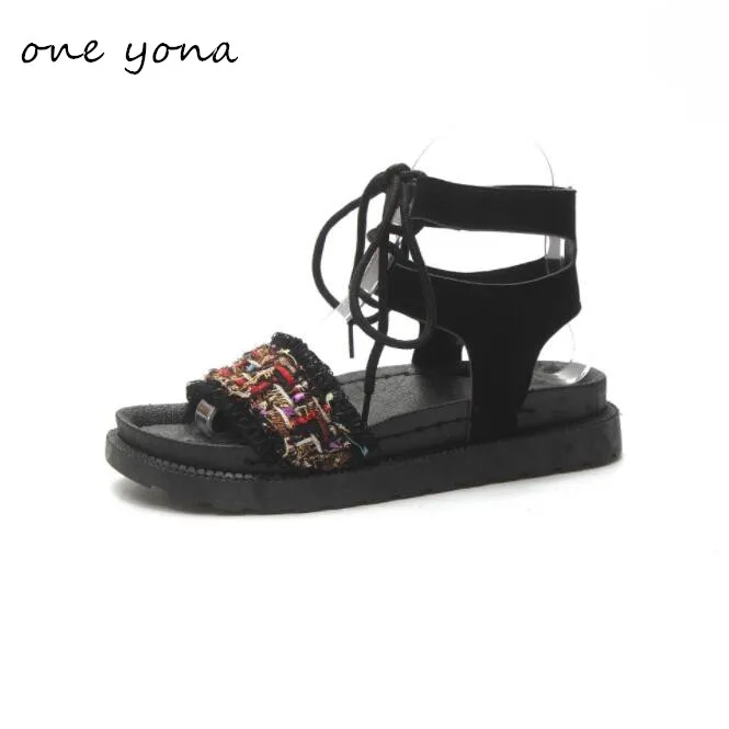 

Women's shoes 2019 summer new foot ring with fish mouth word flat non-slip large size casual fashion ladies sandals a244