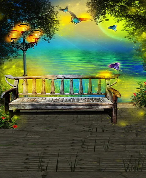 Fantasy Spring Cartoon Wooden Bench River Dream Children Family Studio  Backgrounds Digital Cloth Printed Photo Backdrops Newborn - Backgrounds -  AliExpress