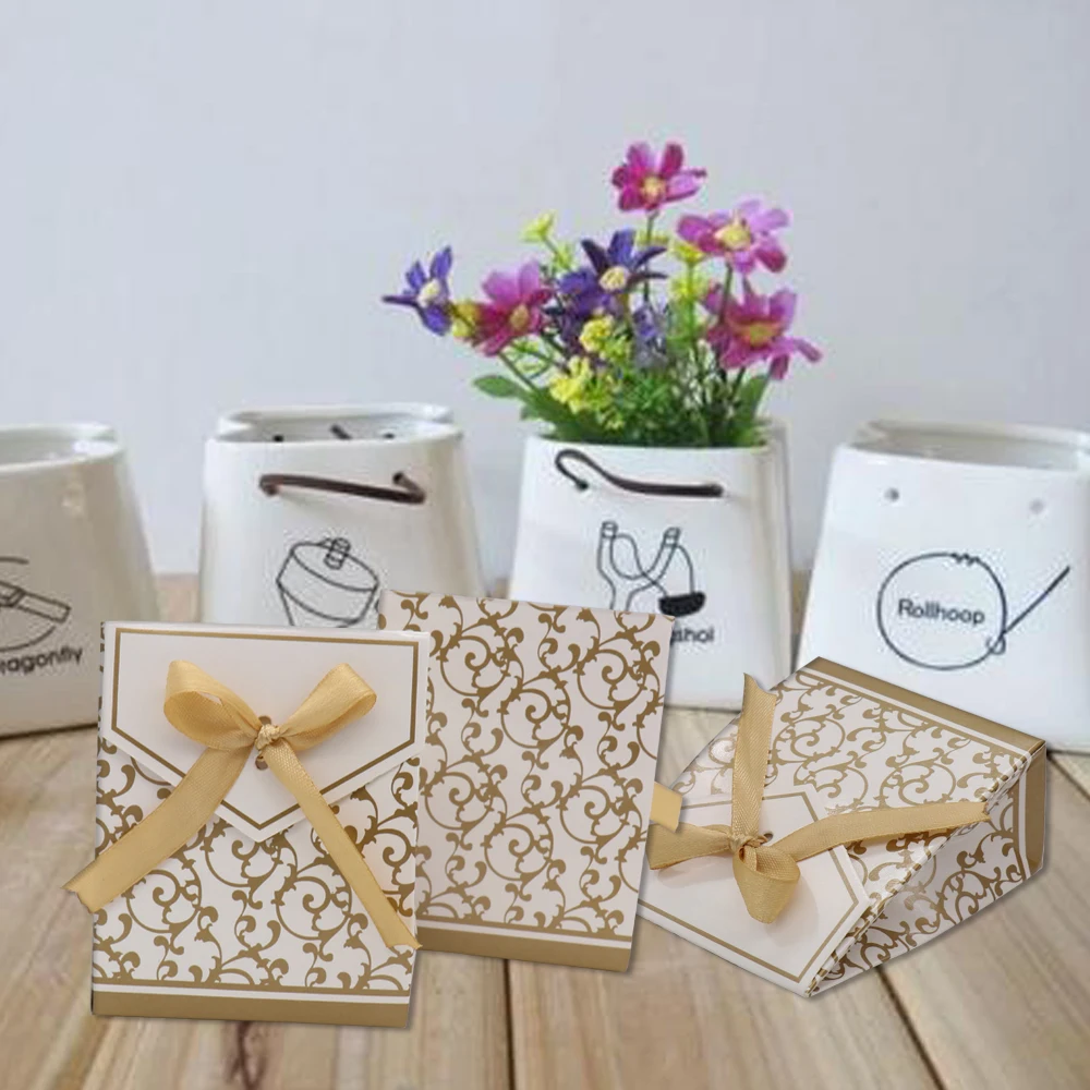 50 шт. в европейском стиле конфеты Cookie коробка конфет свадебной Декор DIY Подарочная сумка партия душа ребенка день рождения сувениры с ленты