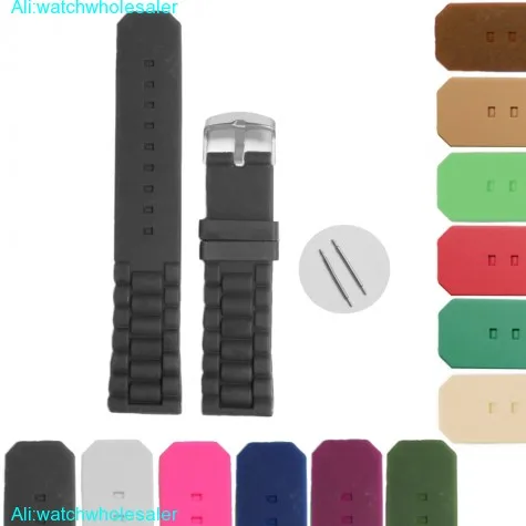 22mm Simple Black Silicone Jelly Rubber Unisex Watch Band Straps WB1052M22JB