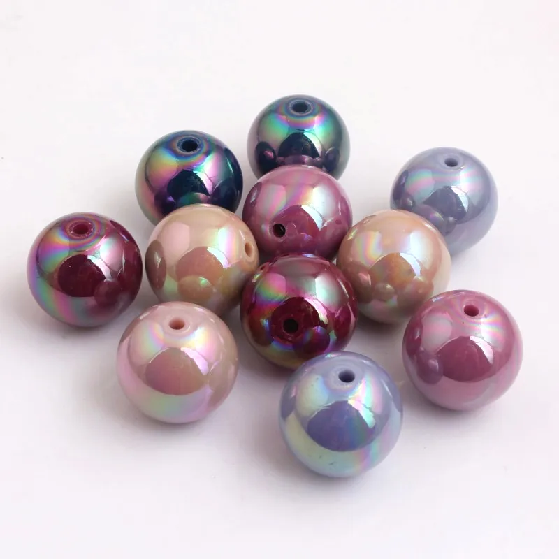 random mix color Kwoi Vita осенние цвета Акриловые твердые круглые бусины ab для DIY браслета массивная жевательная резинка ожерелье изготовление 12 мм 16 мм 20 мм - Цвет: random mix color