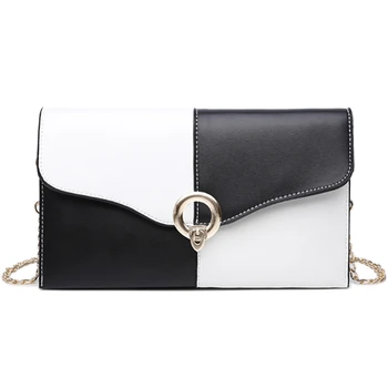 

Women'S Wild Bag Envelope Tote Personality Fashion Wild Messenger Bag Lady Black And White Stitching Bag