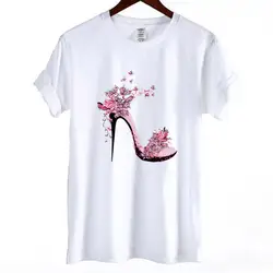 Обувь на высоком каблуке, хлопковая Футболка с принтом, Женская Летняя мода 2019, красивая дизайнерская футболка с бабочкой, женские футболки