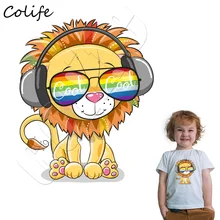 Нашивка лев дети мультфильм наклейки на футболки моющиеся Дети аппликация «сделай сам» пользовательские Parches Декор персональный аксессуар