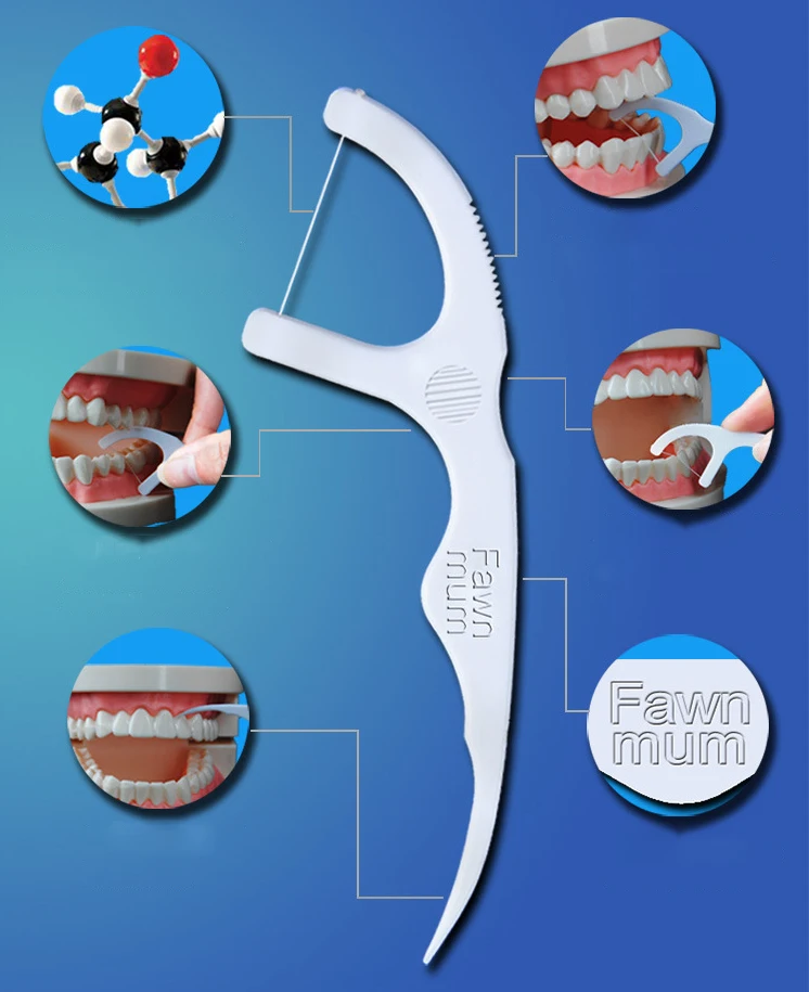 Dentes de Limpeza Palitos com Fio Varas de Fio Bolsas de Dentes Fawn Dental Floss Escolher Limpeza 150 Peças 5 Picareta Mãe 2 Fawn mãe dentes de limpeza palitos com
