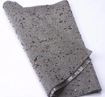 

High Quality 24x40cm/piece black diamond Rhinestones Mesh Trim Hotfix Strass Crystal Applique WeddingDressDecorative
