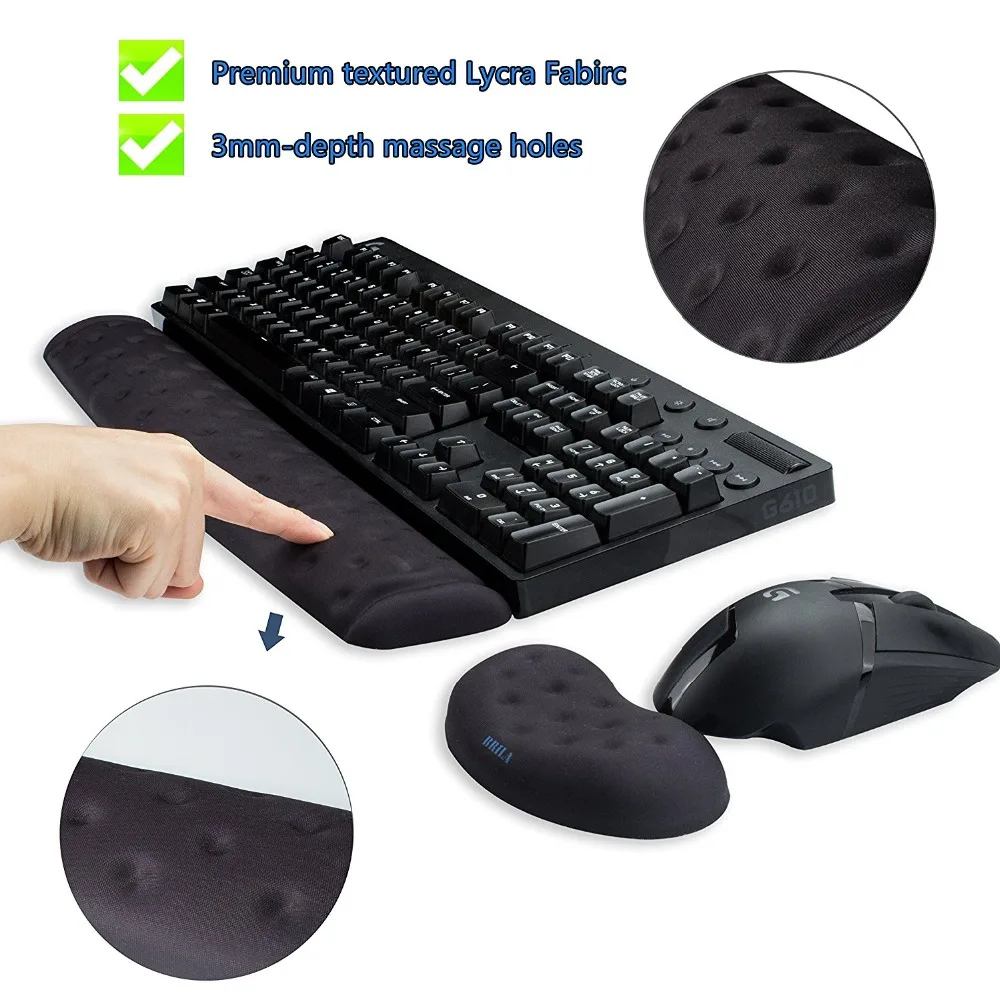 Non-Slip Rubber Base and Ergonomic Design for PC Computer Laptop Mac Keyboard Wrist Rest Pad Support with Comfortable Memory Foam Padding 