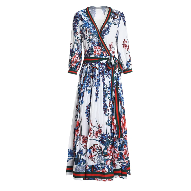 Vestidos de fiesta vestidos verano летнее платье бренд Винтаж взлетно посадочной полосы моды дизайнерские платья цветочный принт Макси длинное - Цвет: see chart