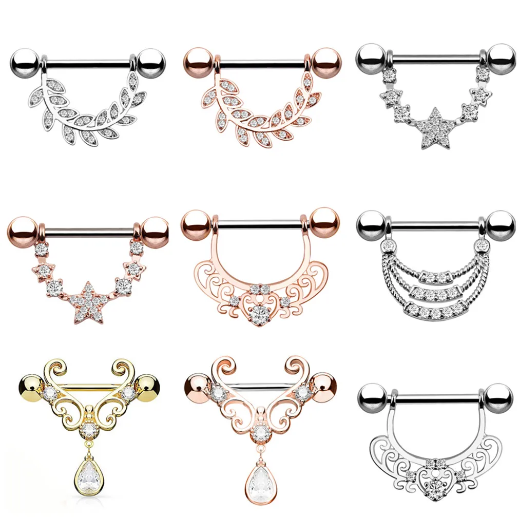 

1pc Fashion Stainless Steel Nipple Shield Piercing Silver/gold Color Nipple Rings Body Jewelry Gift