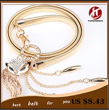 Fox & horse waist thin chain belt for women fashion all-match elegant young girl rhinestone jewelry gold silver belt
