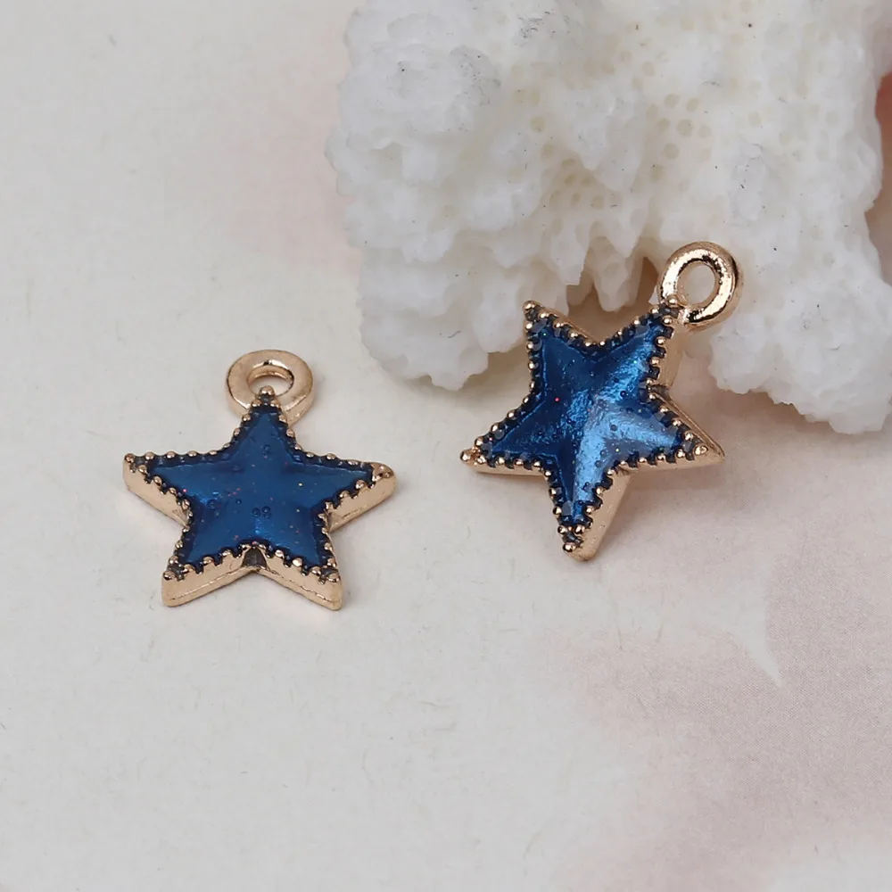 

DoreenBeads Zinc Based Alloy Galaxy Charms Star Gold Blue Enamel Glitter Pendant DIY Findings 15mm( 5/8") x 12mm( 4/8"), 20 PCs