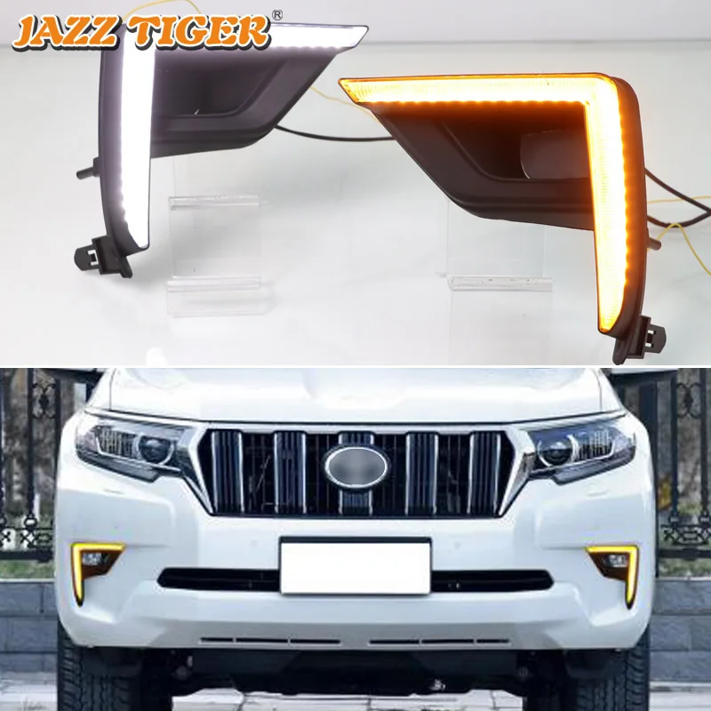 

JAZZ TIGER Flowing Turn Signal Function 12V Car DRL Lamp LED Daytime Running Light For Toyota Land Cruiser Prado 150 2018 2019