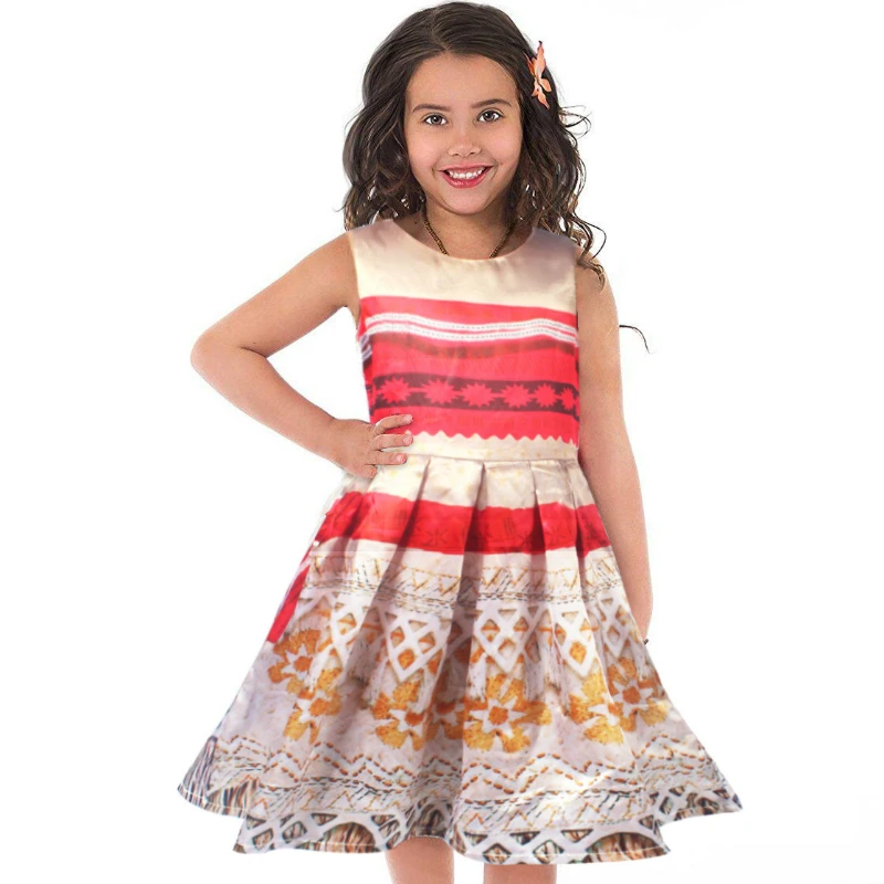 

Moana Vaiana Girl Dress Princess Sleeveless Moana Dress for Girls Cosplay Costume Halloween Sundress Princess Vestidos