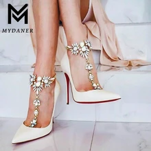 MYDANER Fashion Crystal Ankle for Women Bracelet Beach Vacation Sandals Sexy Leg Chain Barefoot Boho Statement