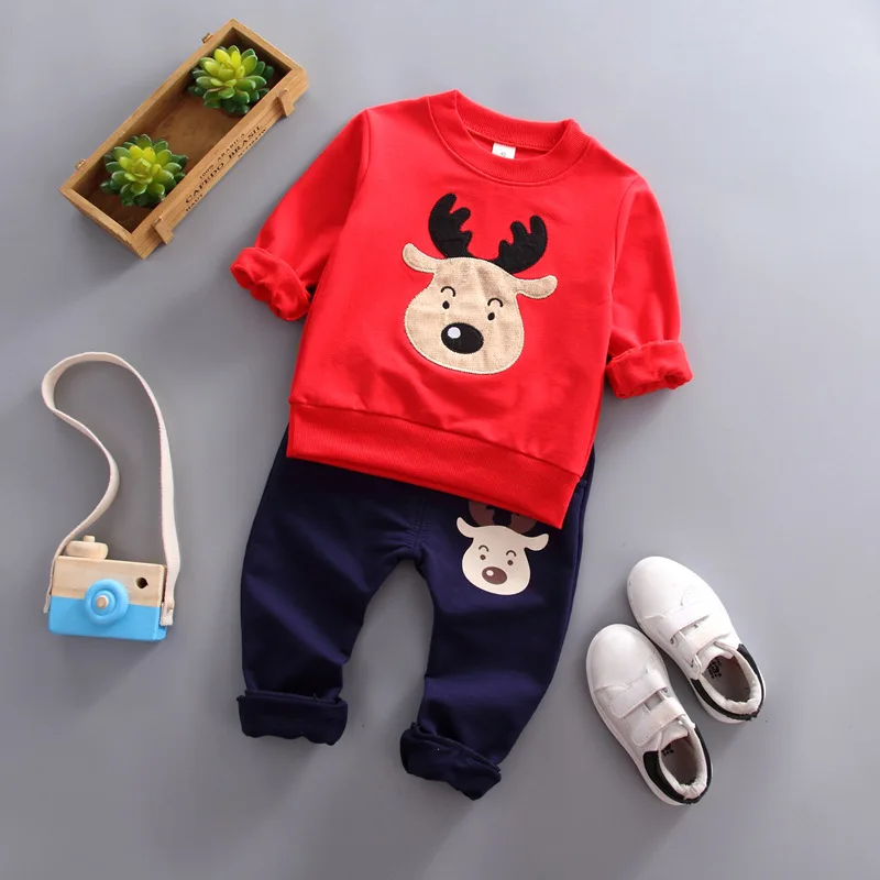 

winter newborn baby clothes sets Christmas style suit T-shirt + pants 2pcs kids sports baby boys clothing sets