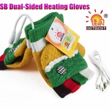 20 штук! Зимние теплые USB двухсторонний перчатки с подогревом, очень эластичная модель Для женщин, для девушек и женщин; милые кружевные полуперчатки шерсть перчатка для шитья,+ USB кабель