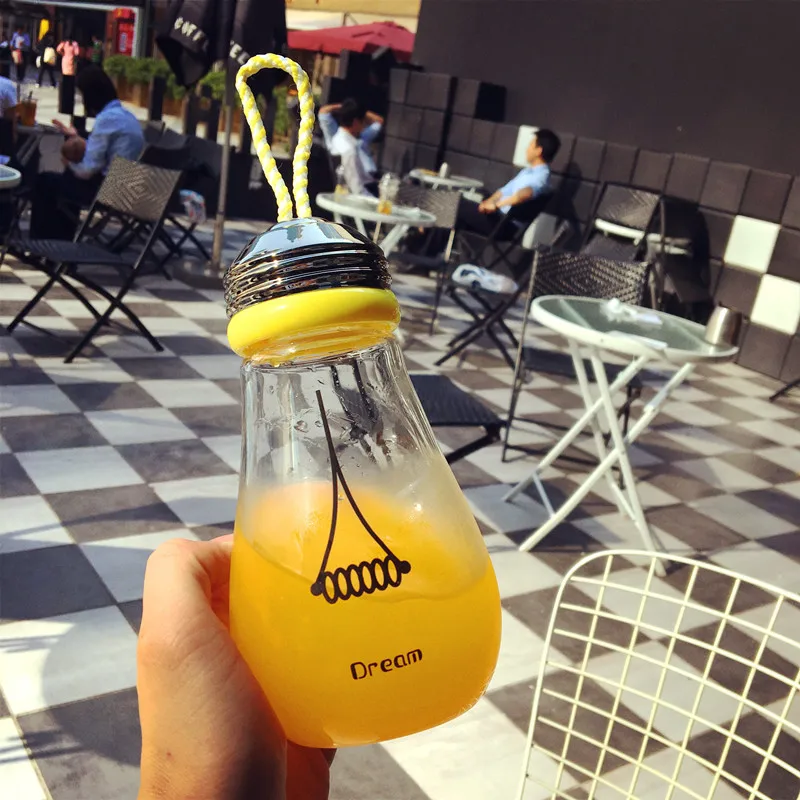 Стеклянная бутылка с крышкой милая креативная мультяшная для воды молока кофе