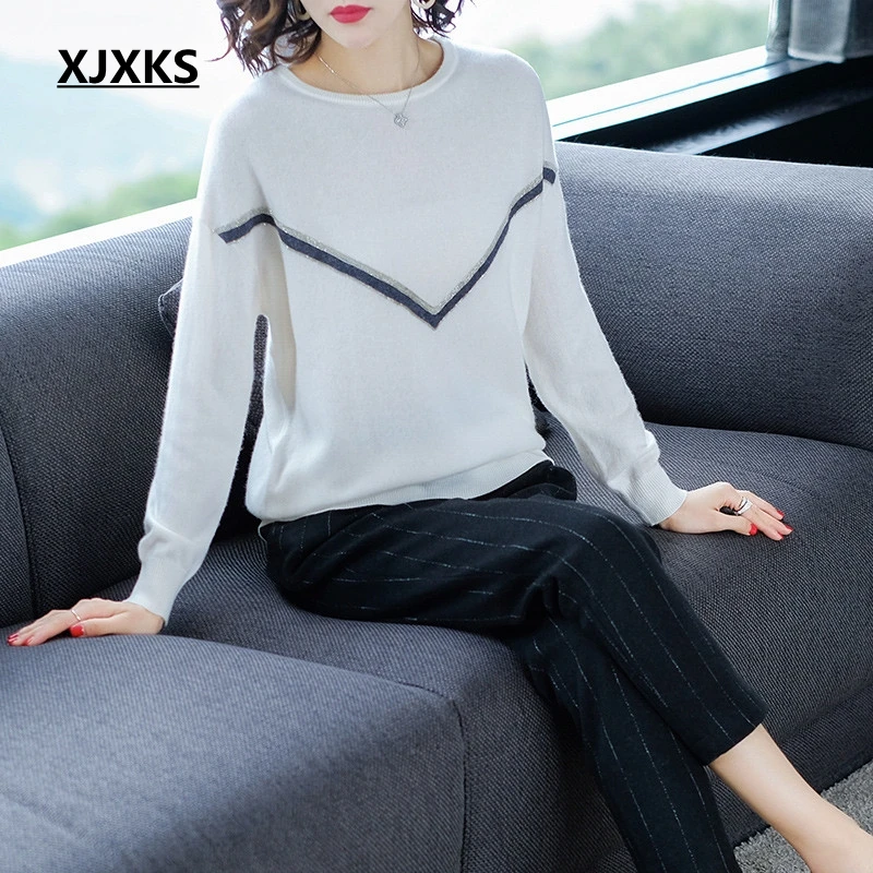 

XJXKS befree high quality women pullover sweater new arrival 100% wool knitted comfortable loose ulzzang woman sweaters