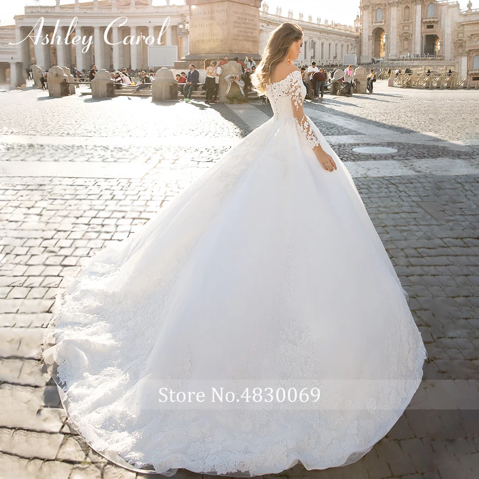 Изящное сатиновое свадебное платье принцессы с длинными рукавами и вырезом лодочкой Эшли Карол рукав-крылышко винтажный свадебное платье свадьба платья