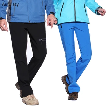 

Aufdiazy Colorful Men Women Winter Outdoor Sports Fleece Pants Warm Softshell Waterproof Hiking Trousers Climbing Ski Pant OM038