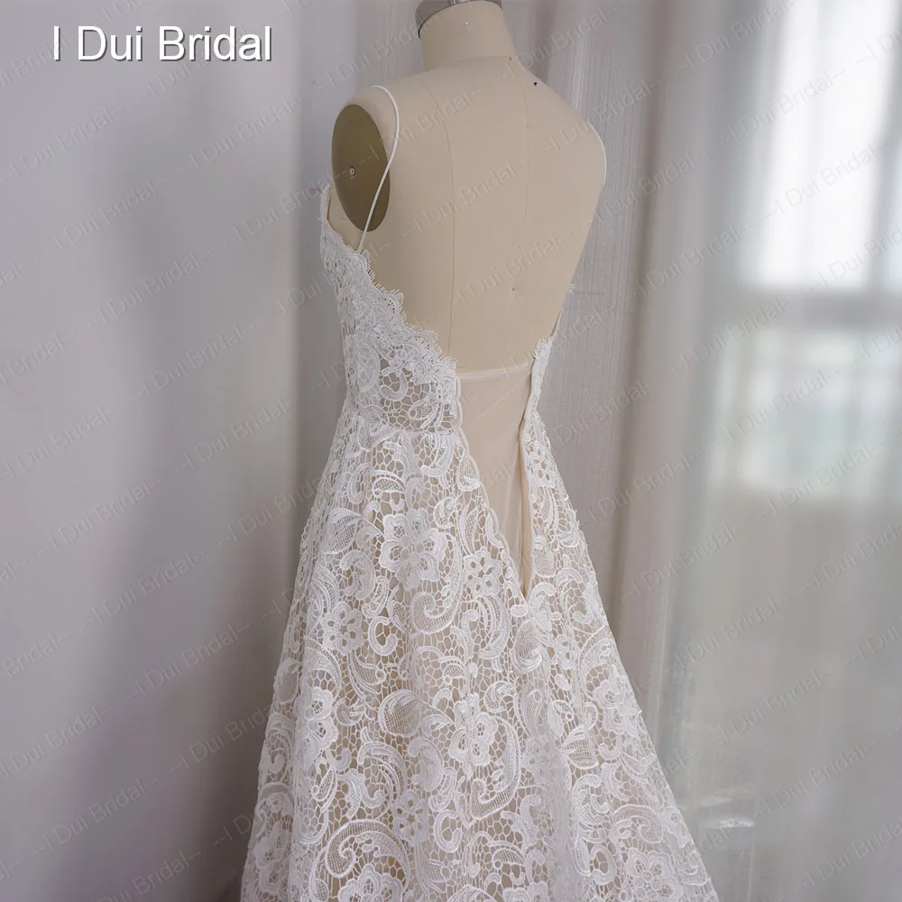 Высокое качество 3D Кружева свадебное платье Линия Спагетти ремень свадебное платье