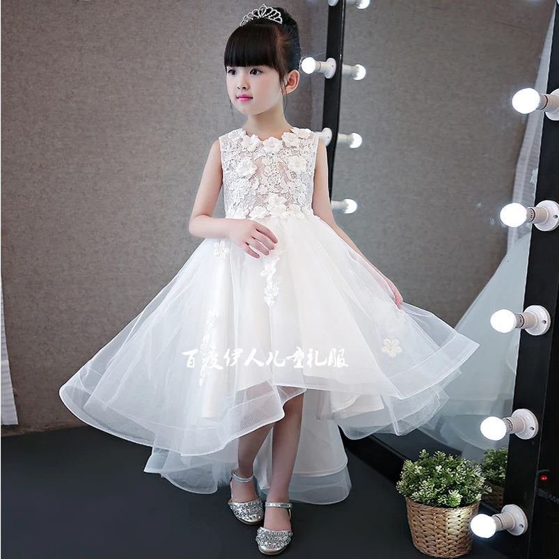 Г., Новое поступление, летний костюм принцессы на Хэллоуин белого цвета, платье для девочек, детское платье для дня рождения, свадьбы, вечеринки, кружевное платье с хвостом