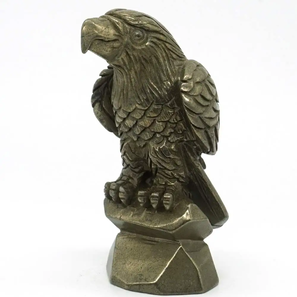 

4.5 Inch Pyrite Crystal Eagle Carved Figurine Stone Chakra Healing Reiki Stone Feng Shui Crafts Home Office Decor