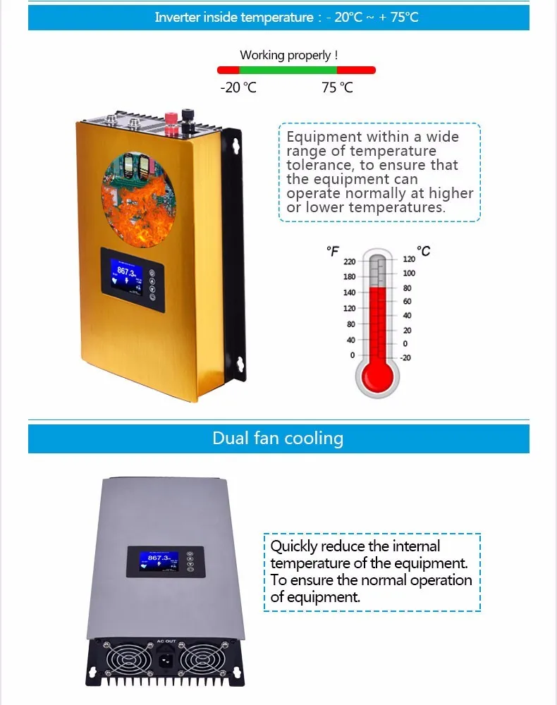 1000 Вт MPPT сетка галстук солнечный инвертор SUN1000GTIL2-LCD 22-60VDC и 45-90VDC внутренний ограничитель функция инвертора