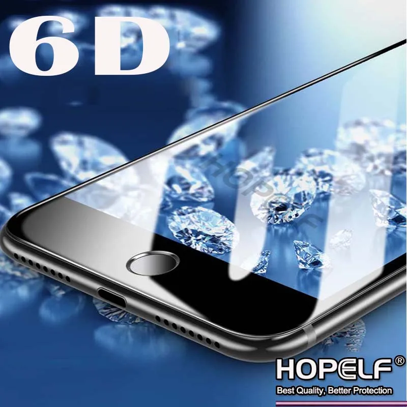 6D Защитное стекло для iPhone 7 6, защита экрана с закругленными краями, закаленное стекло для iPhone 7, 8 Plus, 6s, 10, для iPhone X, стекло