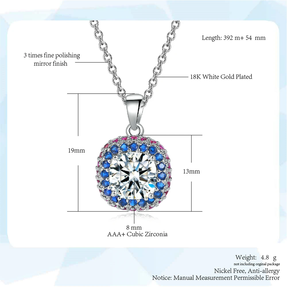 Double Fair White Gold Pendant Necklace For Women Birthday Gift Cubic Zirconia Link Chain Necklaces Jewelry Wholesale DZN001