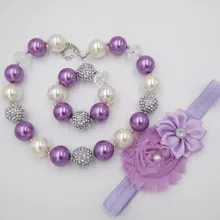 

New Style Kids Toddle Bubblegum Necklace Bracelets Headband Jewelry Sets For Girls Enfant Fille Dress Outfit Accessories Jewelry