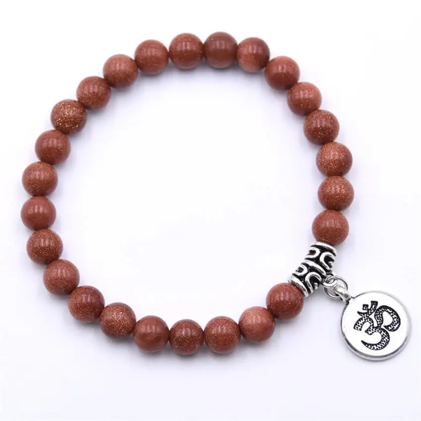 Natural Stone Strand Bracelet Yoga Chakra Mala Bracelet OM Lotus Women Men Beaded Charm Bracelet Jewelry Pulseras dropshipping