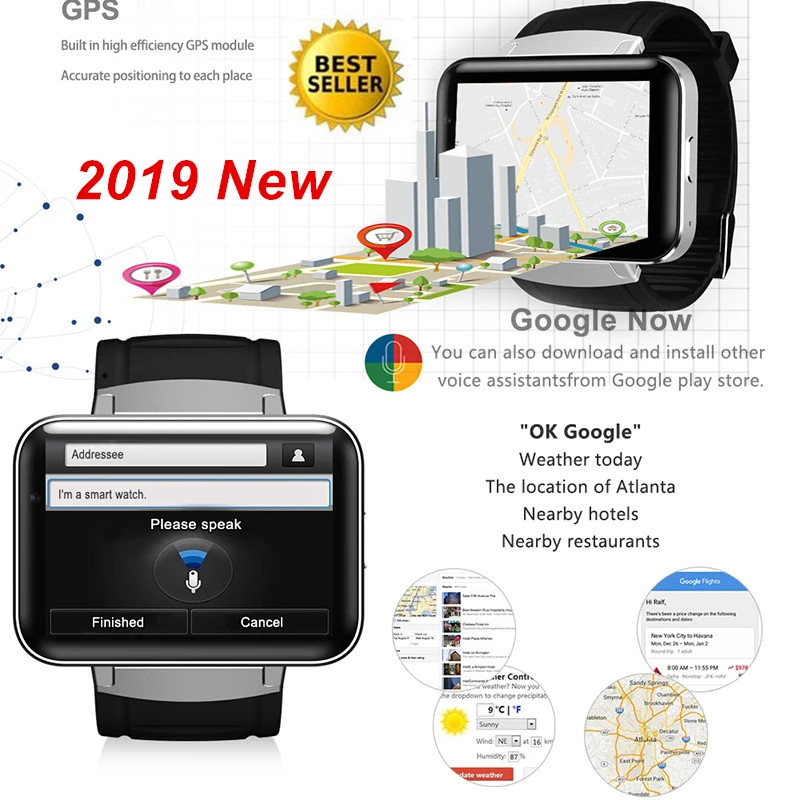 

3G Smartwatch Men 2.2" Display 320*240 LED Dual Core 1.2G 900Mah Camera WIFI GPS App For Smartphone Montre Intelligente
