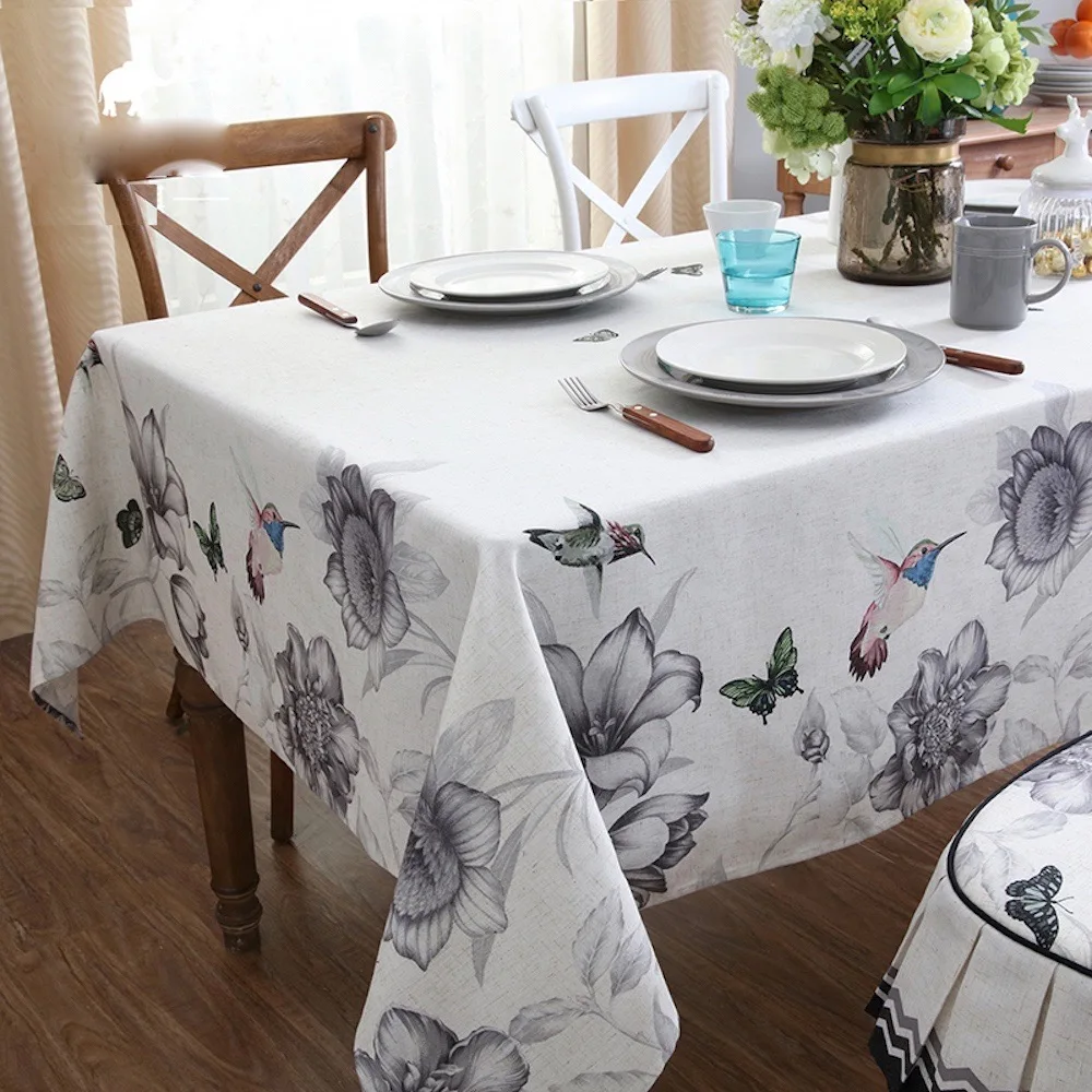 Custom Made Tablecloth Dinning Table Cloth Pastoral Floral Birds
