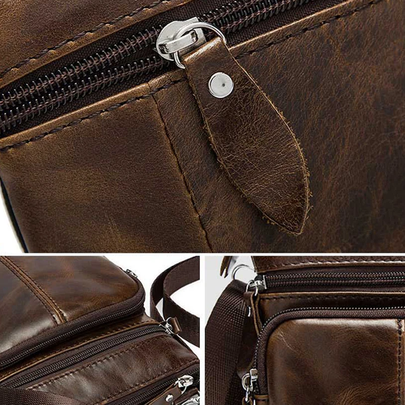 جلد طبيعي حقائب كتف الرجال Crossbody حقيبة مصمم جلد البقر الطبيعي حقائب كتف خمر صغيرة رفرف جيب حقيبة يد